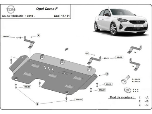 Stahl Unterfahrschutz für Motor Opel Corsa F (2019-2026) EANOpel