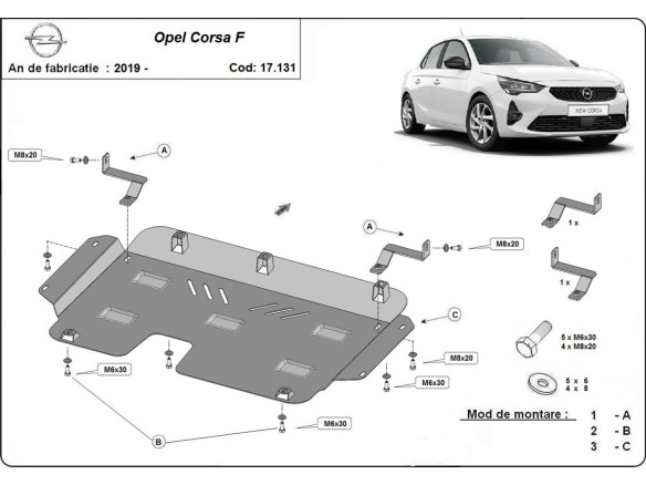 Stahl Unterfahrschutz für Motor Opel Corsa F (2019-2026) EANOpel