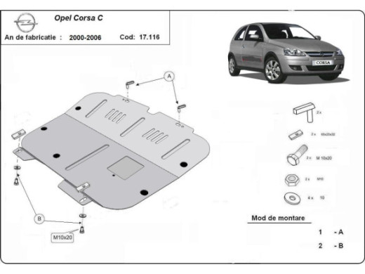 Stahl Unterfahrschutz für Motor Opel Corsa C (2000-2006) EANOpel Corsa