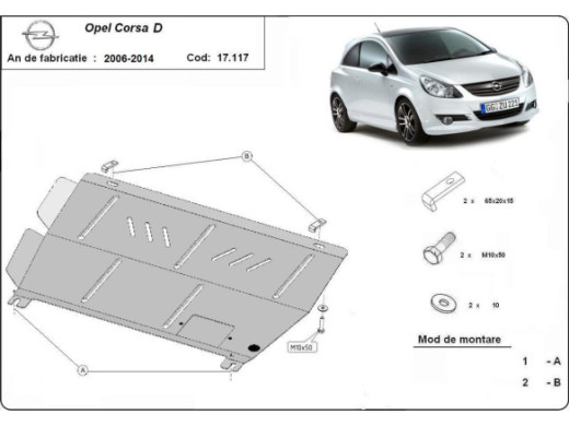 Stahl Unterfahrschutz für Motor Opel Corsa D (2006-2014) EANOpel Corsa