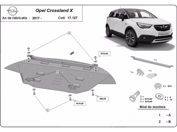 Stahl Unterfahrschutz für Motor Opel Crossland X (2017-2026) EANOpel Crossland X