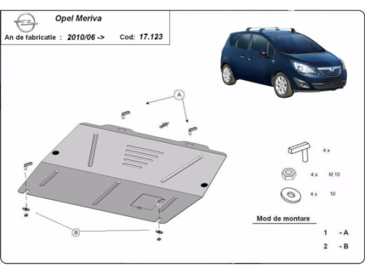 Stahl Unterfahrschutz für Motor Opel Meriva (2010-2017) EANOpel Meriva