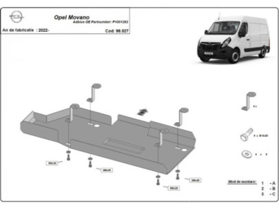 Stahl Unterfahrschutz für Katalysator Opel Movano (2010-2021) EANOpel
