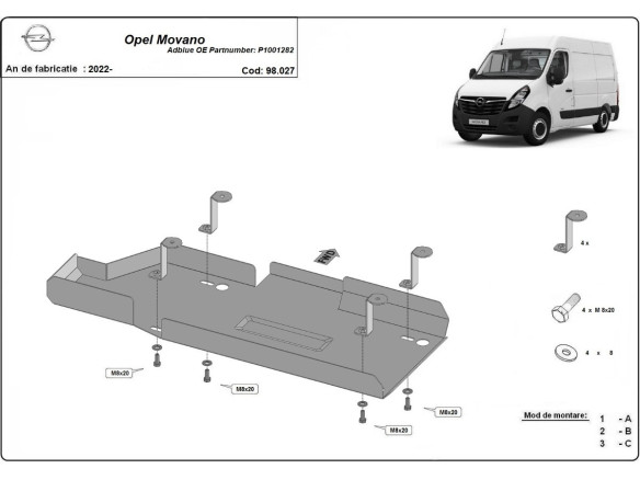 Stahl Unterfahrschutz für AdBluetank Opel Movano (2022-2026) EANOpel
