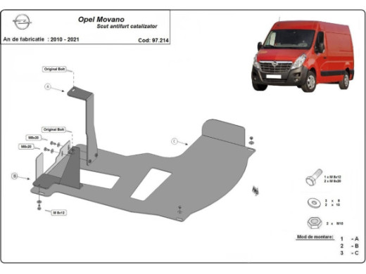 Stahl Unterfahrschutz für Katalysator Opel Movano (2010-2021) EANOpel