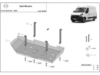 Stahl Unterfahrschutz für Motor Opel Movano (2022-2026) EANOpel 2