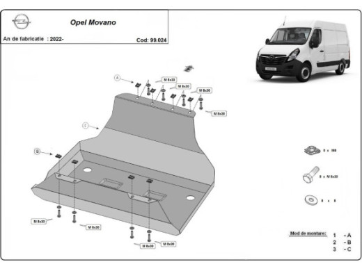 Stahl Unterfahrschutz für Kraftstofftank Opel Movano (2022-2026) EANOpel