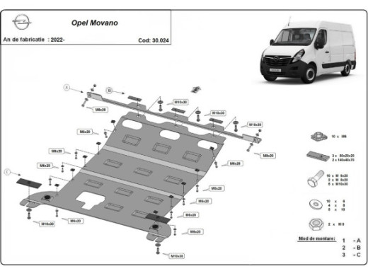 Stahl Unterfahrschutz für Motor Opel Movano (2022-2026) EANOpel