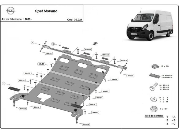 Stahl Unterfahrschutz für Motor Opel Movano (2022-2026) EANOpel
