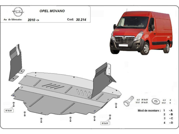 Stahl Unterfahrschutz für Motor Opel Movano (2010-2020) EANOpel