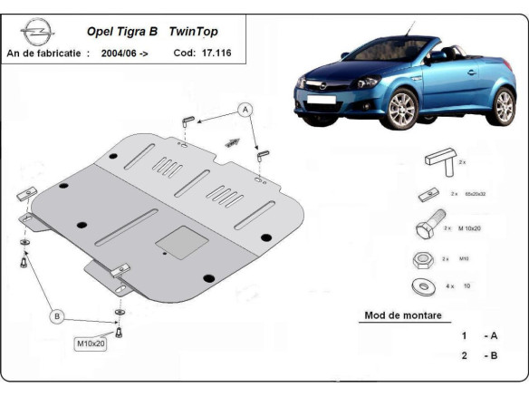 Stahl Unterfahrschutz für Motor Opel Tigra (2004-2009) EANOpel Tigra