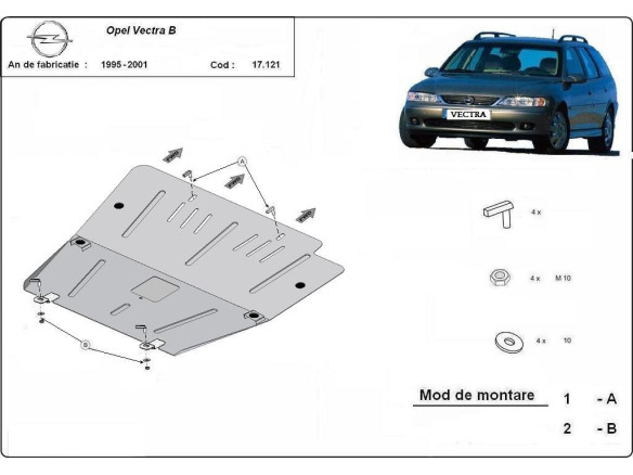 Stahl Unterfahrschutz für Motor Opel Vectra B (1995-2001) EANOpel Vectra