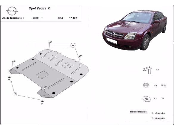 Stahl Unterfahrschutz für Motor Opel Vectra C (2002-2008) EANOpel Vectra
