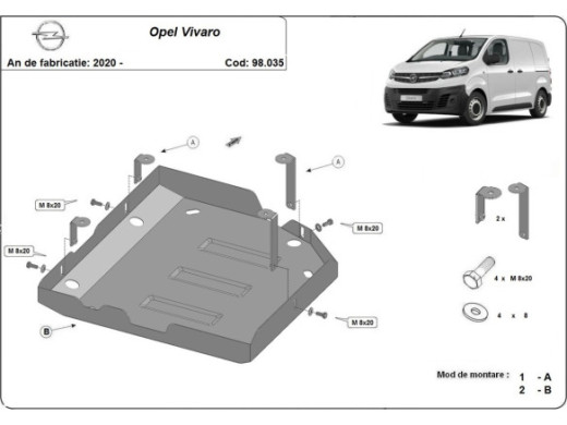 Stahl Unterfahrschutz für AdBluetank Opel Vivaro (2020-2026) EANOpel Vivaro