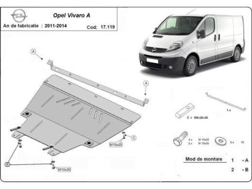 Stahl Unterfahrschutz für Motor Opel Vivaro (2011-2014) (2011-2014) EANOpel Vivaro