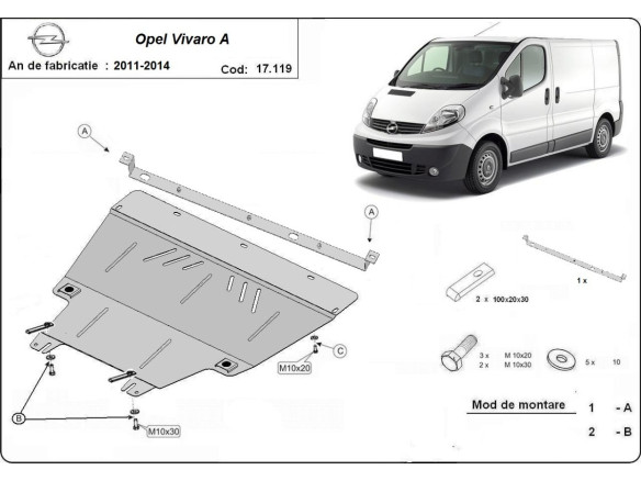 Stahl Unterfahrschutz für Motor Opel Vivaro (2011-2014) (2011-2014) EANOpel Vivaro