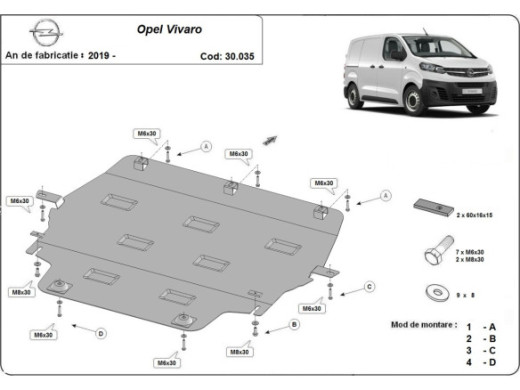 Stahl Unterfahrschutz für Motor Opel Vivaro (2019-2026) EANOpel Vivaro