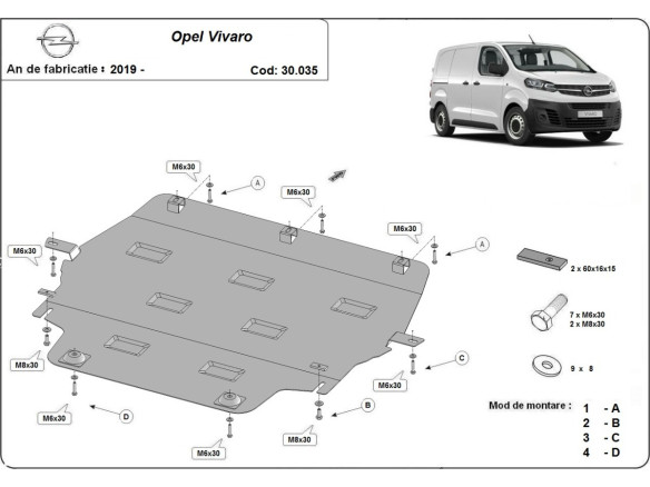 Stahl Unterfahrschutz für Motor Opel Vivaro (2019-2026) EANOpel Vivaro