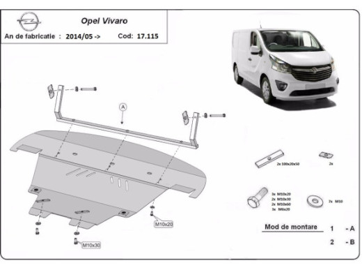 Stahl Unterfahrschutz für Motor Opel Vivaro (2014-2019) EANOpel