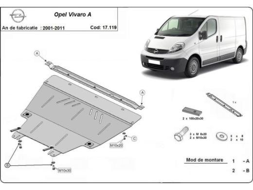 Stahl Unterfahrschutz für Motor Opel Vivaro (2001-2011) EANOpel Vivaro