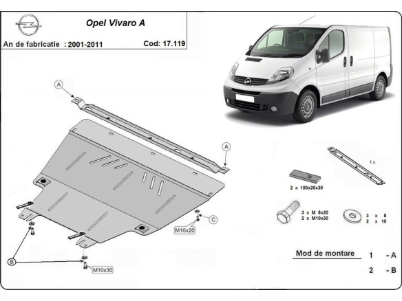 Stahl Unterfahrschutz für Motor Opel Vivaro (2001-2011) EANOpel Vivaro