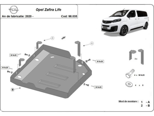 Stahl Unterfahrschutz für AdBluetank Opel Zafira Life (2020-2026) EANOpel Zafira