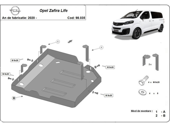 Stahl Unterfahrschutz für AdBluetank Opel Zafira Life (2020-2026) EANOpel Zafira