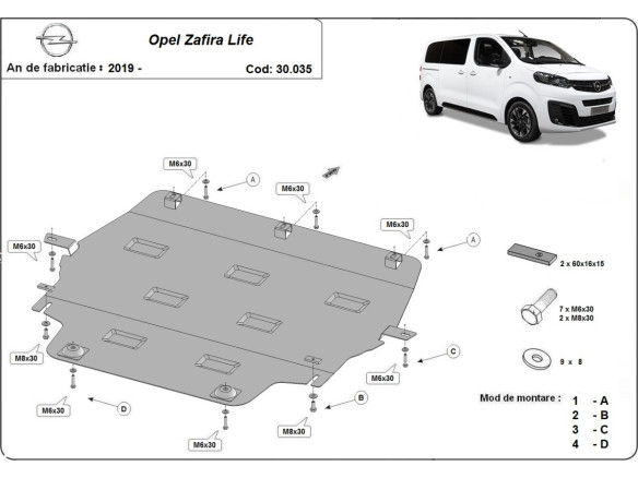 Stahl Unterfahrschutz für Motor Opel Zafira Life (2019-2026) EANOpel Zafira
