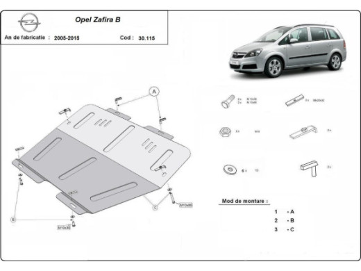 Stahl Unterfahrschutz für Motor Opel Zafira B (2005-2011) EANOpel Zafira