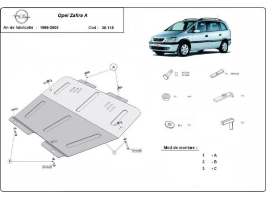 Stahl Unterfahrschutz für Motor Opel Zafira (1999-2005) EANOpel Zafira