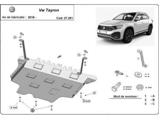 Stahl Unterfahrschutz für Motor VW Tayron (2018-2026) EANVolkswagen