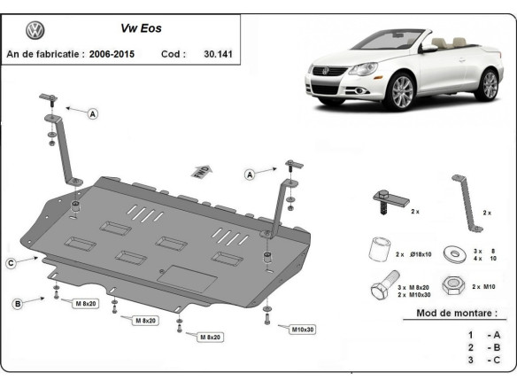 Stahl Unterfahrschutz für Motor VW Eos (2006-2015) EANVolkswagen
