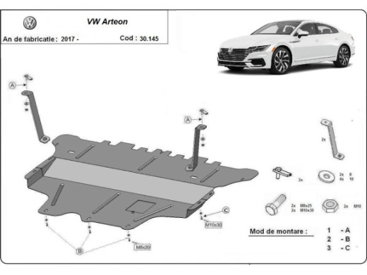 Stahl Unterfahrschutz für Motor VW Arteon - Schaltgetriebe (2017-2026) EANVolkswagen