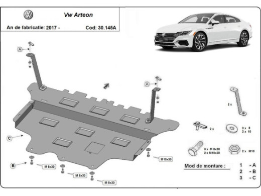 Stahl Unterfahrschutz für Motor VW Arteon - Automatikgetriebe (2017-2026) EANVolkswagen