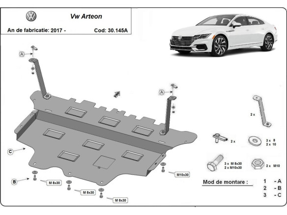 Stahl Unterfahrschutz für Motor VW Arteon - Automatikgetriebe (2017-2026) EANVolkswagen
