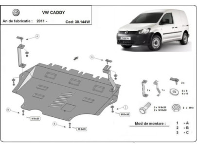 Stahl Unterfahrschutz für Motor VW Caddy (2020-2026) EANVolkswagen Caddy 2
