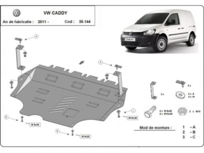 Stahl Unterfahrschutz für Motor VW Caddy (2020-2026) EANVolkswagen Caddy 2