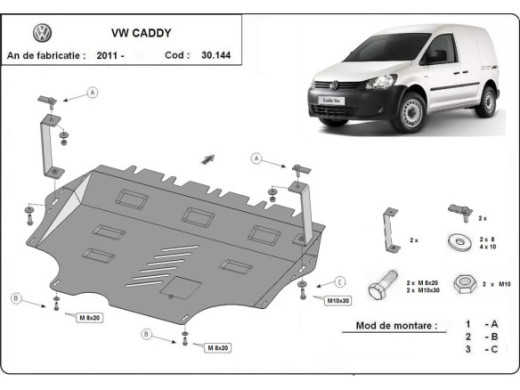 Stahl Unterfahrschutz für Motor VW Caddy (2011-2020) EANVolkswagen