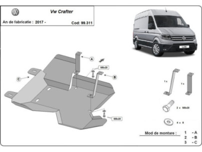 Stahl Unterfahrschutz für Motor Volkswagen Transporter T7 Van (2023-2026) EANVolkswagen 2