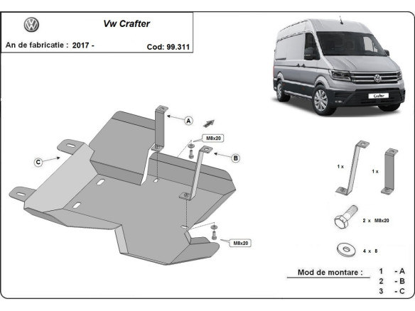 Stahl Unterfahrschutz für AdBluetank Volkswagen Crafter (2017-2020) EANVolkswagen