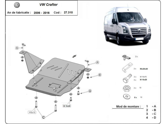 Stahl Unterfahrschutz für Motor Volkswagen Crafter (2006-2016) EANVolkswagen