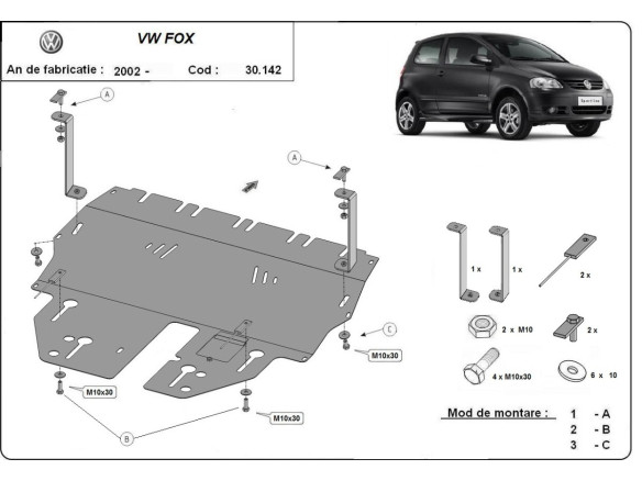 Stahl Unterfahrschutz für Motor VW Fox (2002-2017) EANVolkswagen