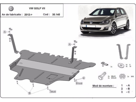 Stahl Unterfahrschutz für Motor, Getriebe VW Golf 7 - Schaltgetriebe (2012-2020) EANVolkswagen Golf