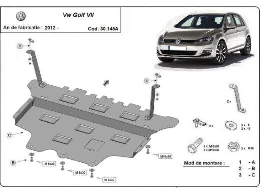 Stahl Unterfahrschutz für Motor, Getriebe VW Golf 7 - Automatikgetriebe (2012-2019) EANVolkswagen Golf