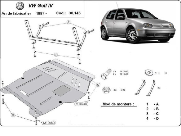 Stahl Unterfahrschutz für Motor Golf 4 (1998-2006) EANVolkswagen Golf