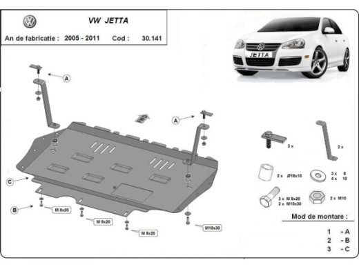 Stahl Unterfahrschutz für Motor VW Jetta (2005-2011) EANVolkswagen Jetta