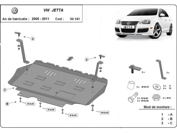 Stahl Unterfahrschutz für Motor VW Jetta (2005-2011) EANVolkswagen Jetta
