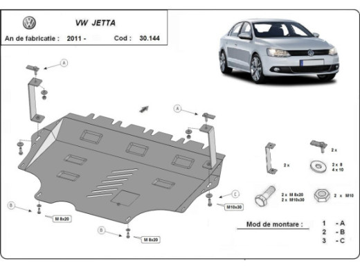 Stahl Unterfahrschutz für Motor Volkswagen VW Jetta (2011-2017) EANVolkswagen Jetta
