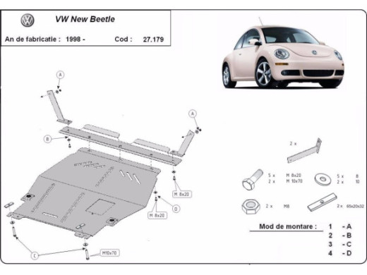 Stahl Unterfahrschutz für Motor Volkswagen New Beetle (1998-2011) EANVolkswagen New Beetle