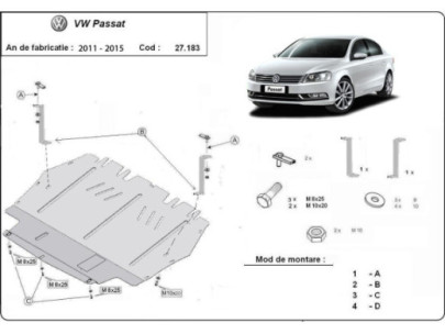 Stahl Unterfahrschutz für Motor VW Passat B8 - Automatikgetriebe (2015-2026) EANVolkswagen Passat 2